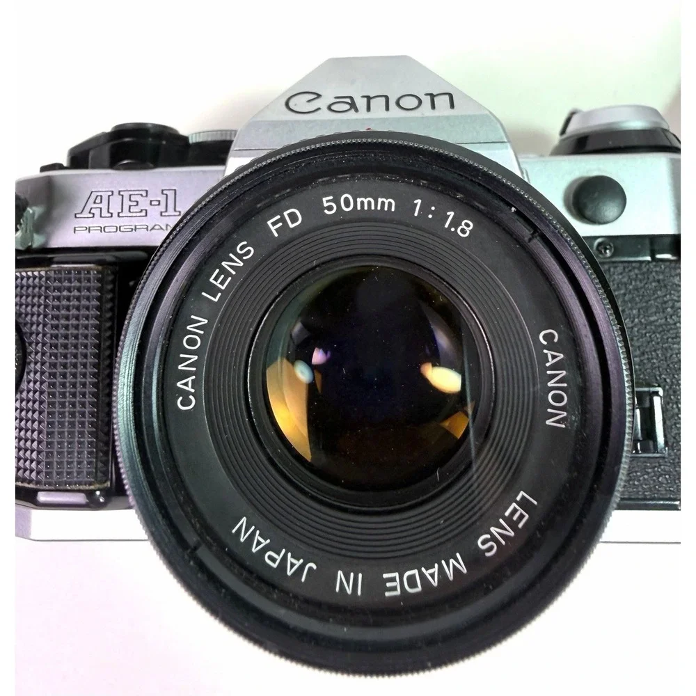 Canon AE-1 Program 35mm SLR Camera FD 50mm Lens 80-200mm Flash Kit Extras READ v